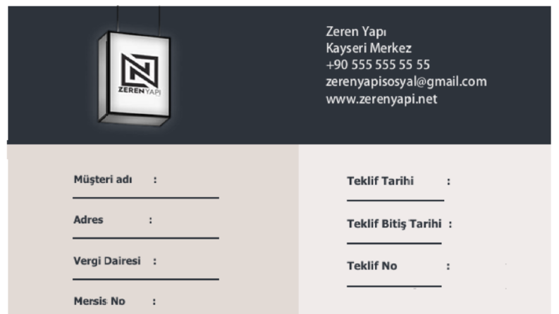 Fiyat teklifi 2
