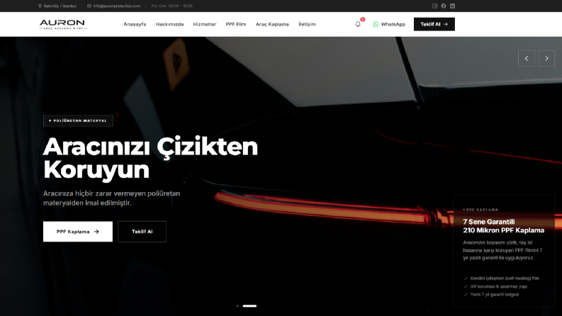 Auron Protection – Özel WordPress Web Sitesi