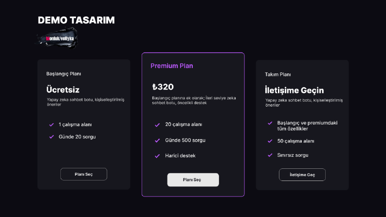 Demo Tasarım - 3'lü Fiyatlandırma Paketi