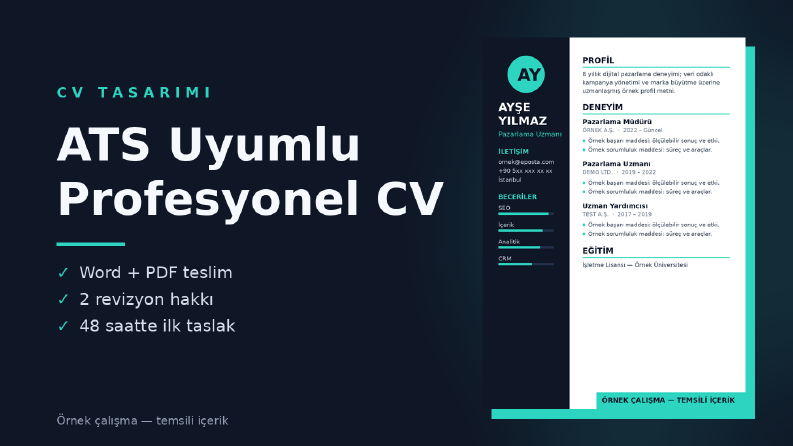 ATS Uyumlu Modern CV Tasarımı – Pazarlama Uzmanı