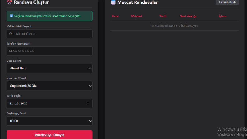 berber ve kuaförler için şık randevu web sitesi tasarlarım