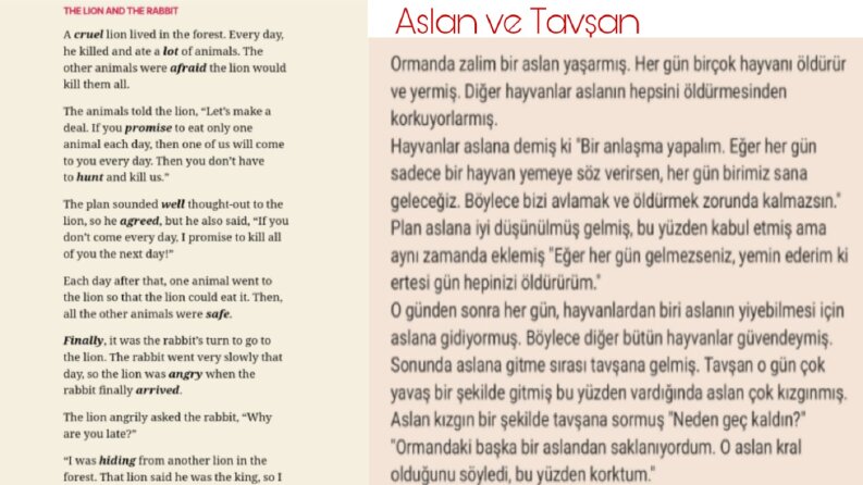 Aslan ve Tavşan [Masal Çeviri Örneği]
