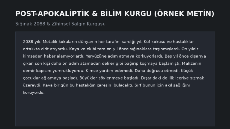 Sığınak 2088 — Post-Apokaliptik & Bilim Kurgu Tasarımı