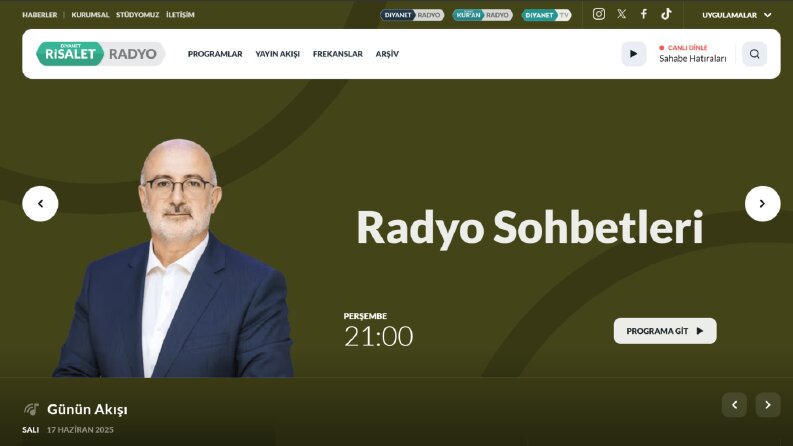 Diyanet Radyo ve Kuran Radyo Web Platformları