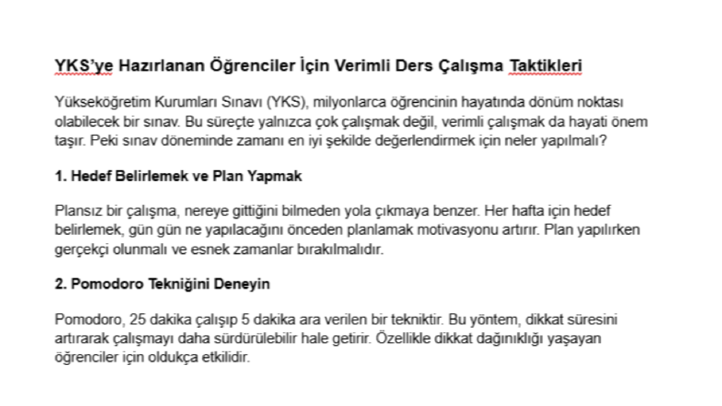 YKS Öğrencileri İçin Blog Yazısı Örneği
