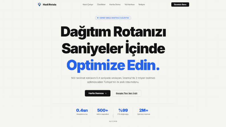 Hadi Rota - Mobil Uygulama Tanıtım Web Sitesi