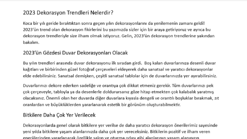 2023 Dekorasyon Trendleri