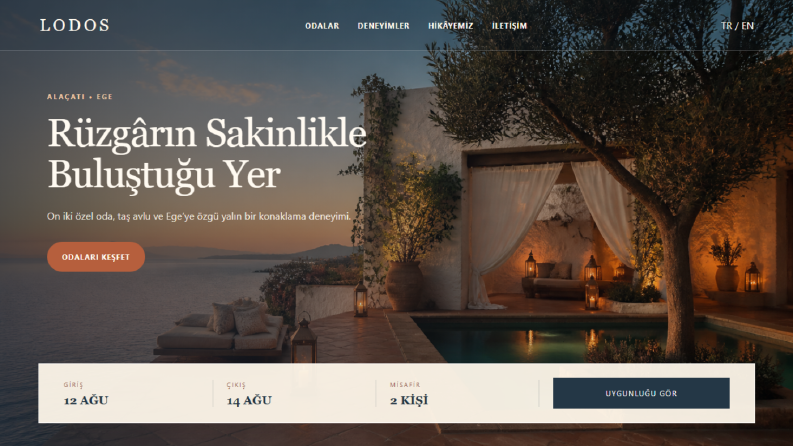 LODOS — Butik Otel Web Sitesi Konsepti