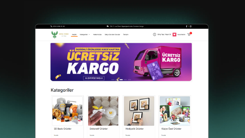 Anka Kuşu Gift Shop – Özelleştirilmiş E-Ticaret Platformu