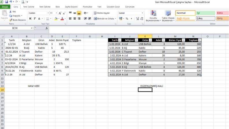 Excel Verilerinizi Filtreler ve Otomatik Hesaplama Yaparım