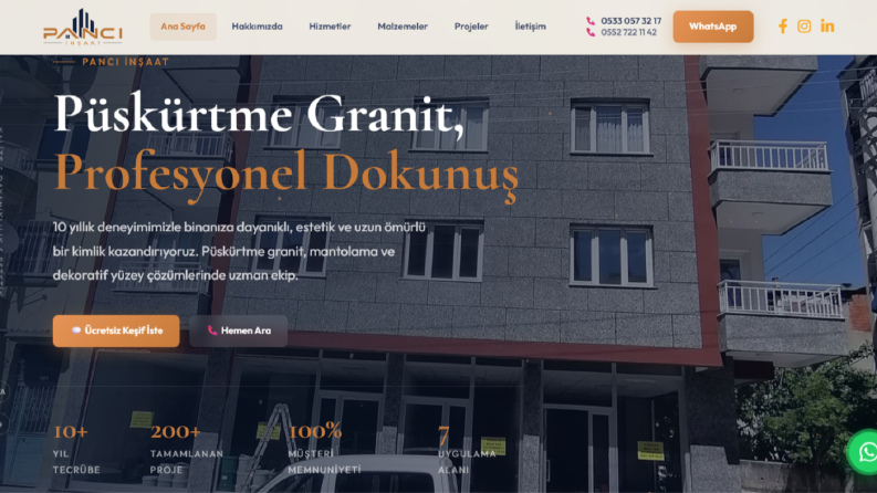 Pancı İnşaat - Kurumsal Web Sitesi