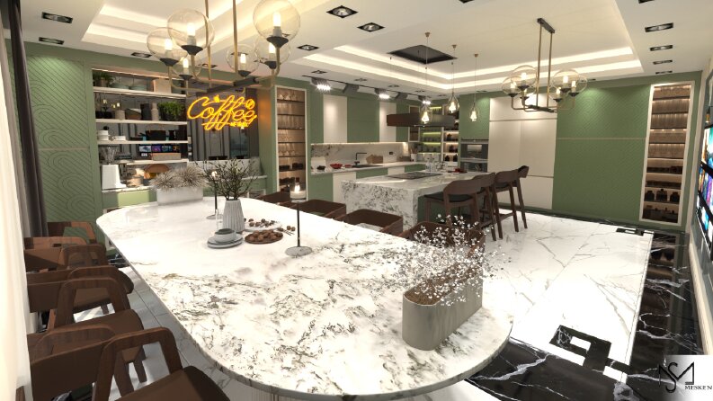 3D İç Mekan ( Mutfak ) Tasarım & Render & Animasyon