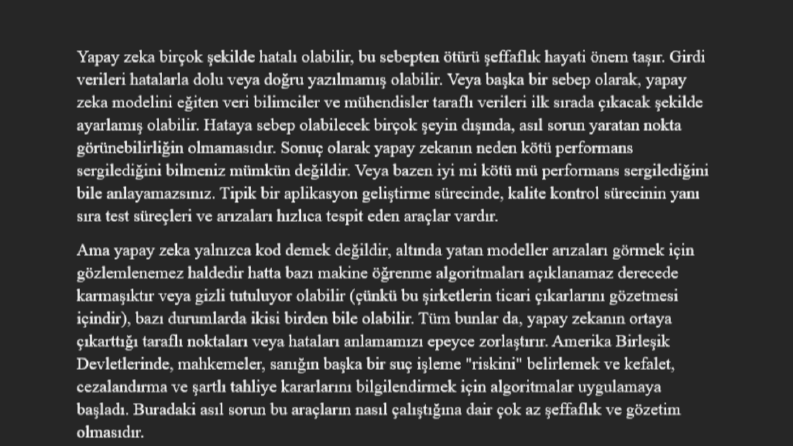 Yapay Zeka konulu website içeriği çevirisi