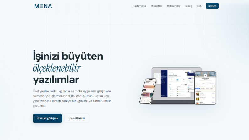 Mena Software Kurumsal Web Sayfası