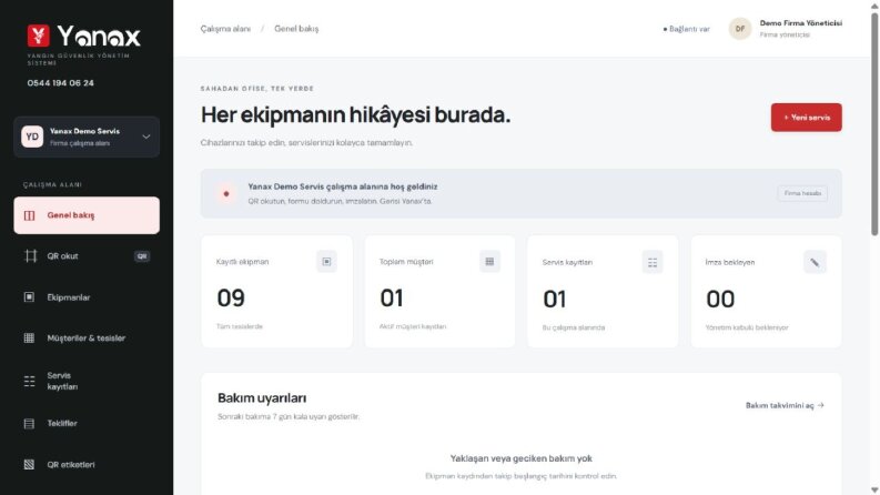 Yanax – Yangın Ekipmanı Yönetimi (Demo)
