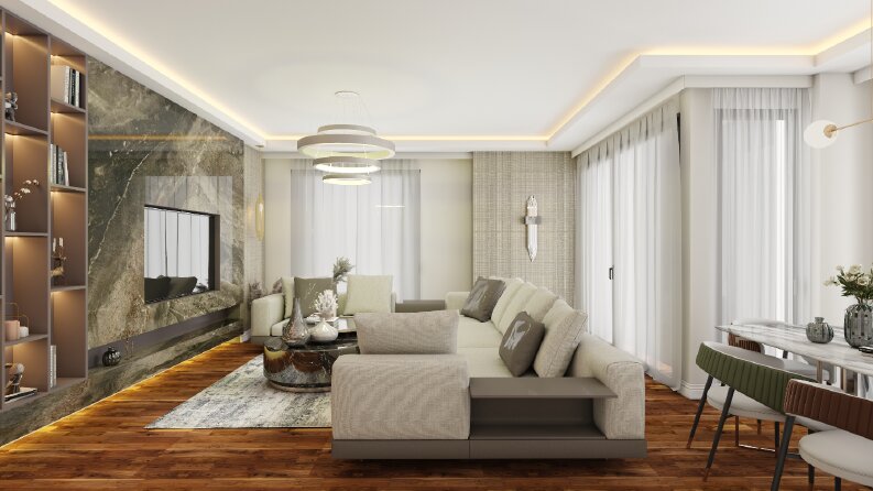 VİLLA VE KONUT İÇ MİMARİ TASARIM 3D RENDER YAPILIR
