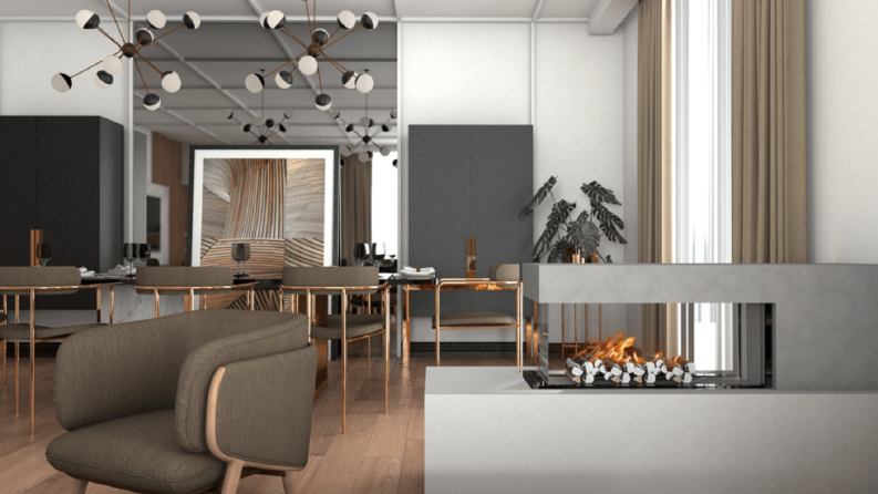 Modern Salon İç Mekân Tasarımı – 3D Render