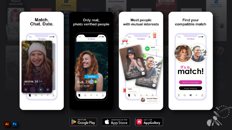 Dating Apps - Google Play ve App Store Screenshots