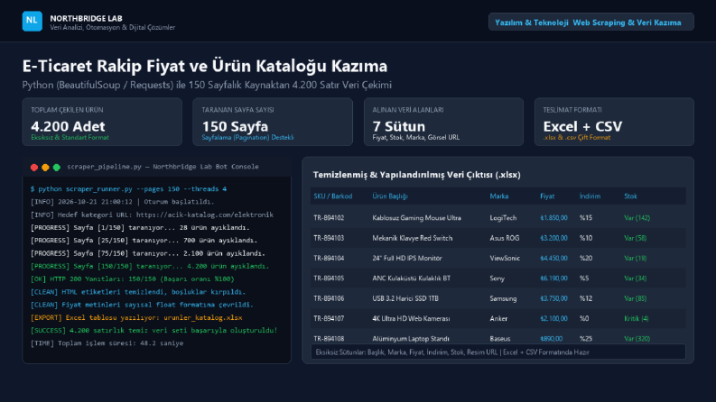 E-Ticaret Rakip Fiyat ve Ürün Kataloğu Kazıma