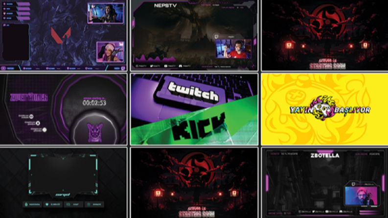Youtube, twitch ve kick için tasarım, animasyon