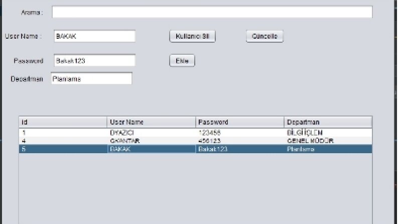 Sql veri tabanında veri işlemleri.