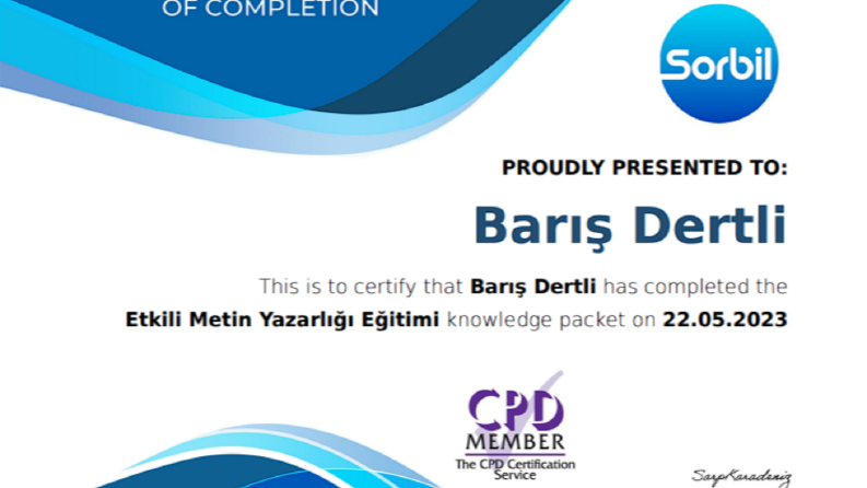 İngiliz Akreditasyon Kurumu CPD Olaylı Sertifika