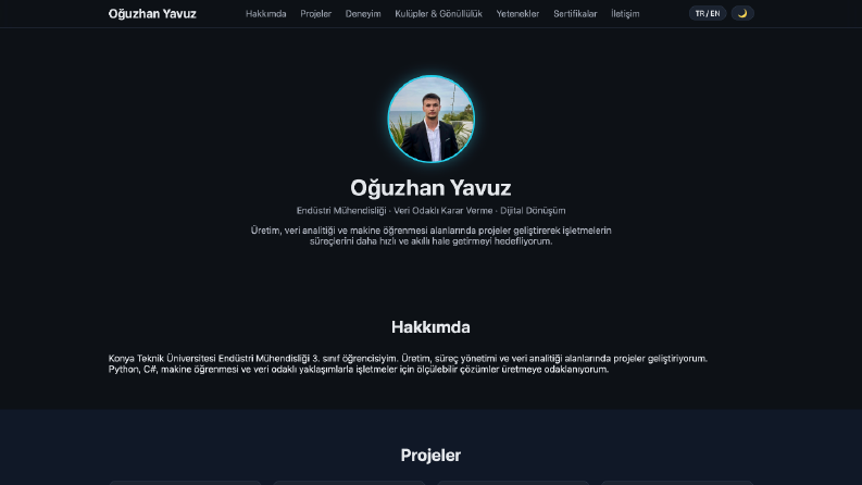 Kişisel Portfolio Web Sitem