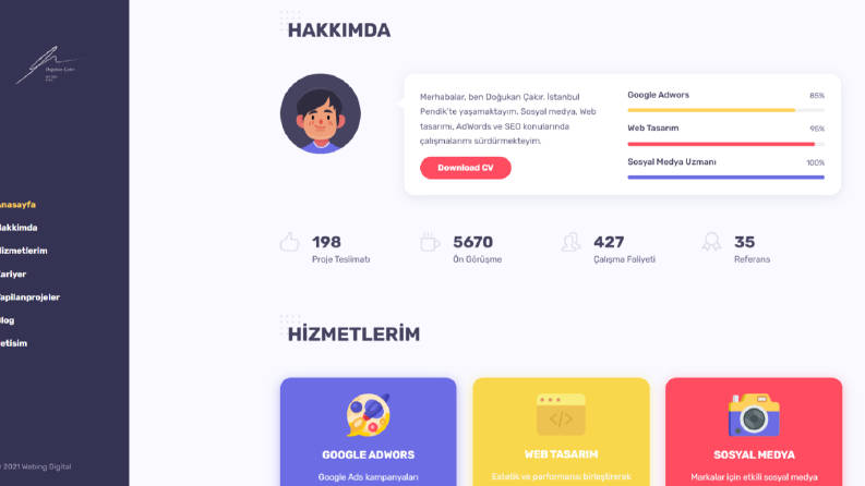 CV WEB SİTESİ ÖRNEĞİ