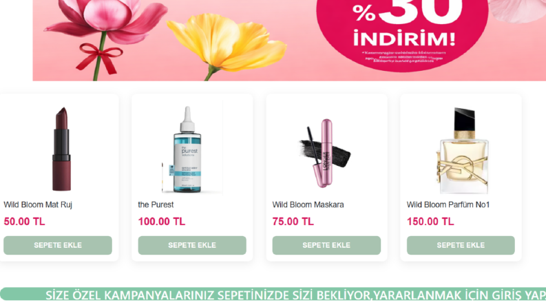Wild Bloom Kozmetik – Full Stack E-Ticaret Uygulaması