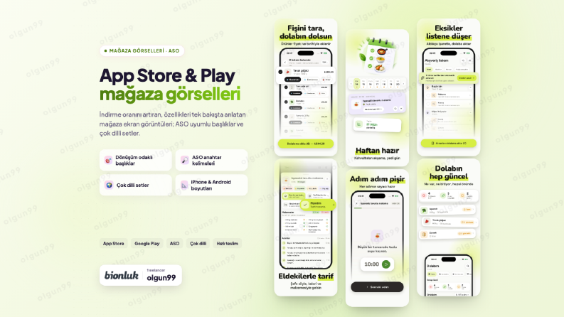 Yemek Planlama Uygulaması – Mağaza Görselleri & ASO