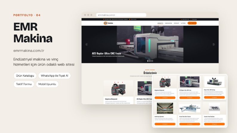 EMR Makina Endüstriyel Ürün Kataloğu Web Sitesi