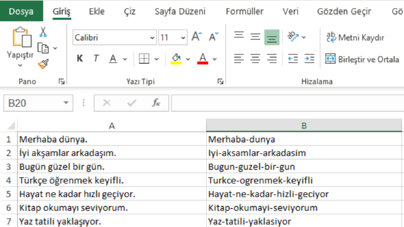 Friendly URL Oluşturucu Excel Fonksiyonu