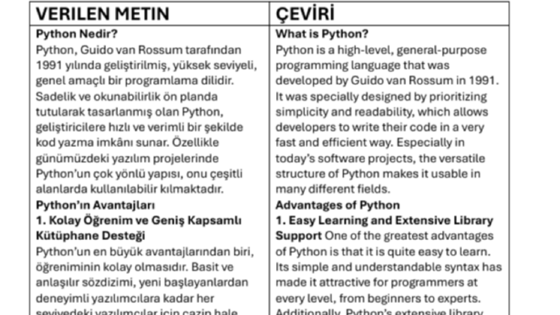 Python ve Yazılım Odaklı Teknik Makale Çevirisi