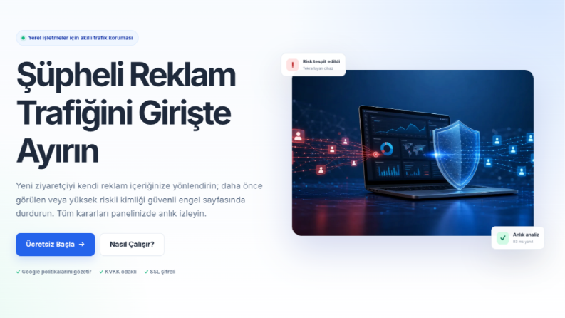 Google Reklam Sahte Tıklama Engelleme Sitesi Çalışması