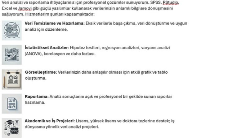 Veri Analizi ve Raporlama (SPSS, RStudio, Excel, Jamovi)