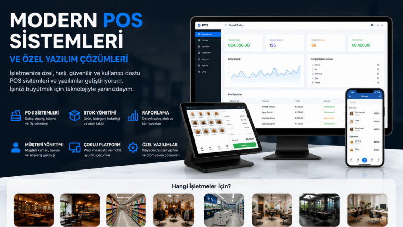 Web ve masaüstü POS (Point of Sale - Satış Noktası) sistemle
