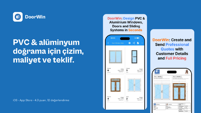 DoorWin: PVC & Alüminyum Çizim ve Teklif Uygulaması