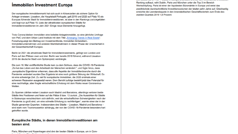 Immobilien Investment Europa 