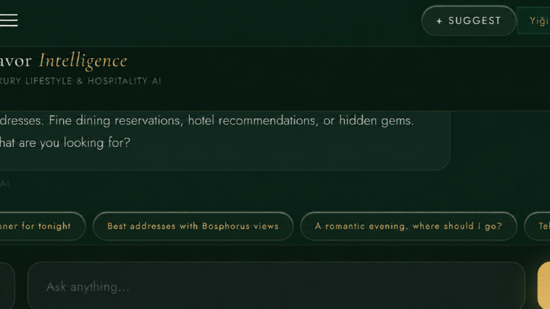 Savor Intelligence Luxury AI Concierge Arayüzü