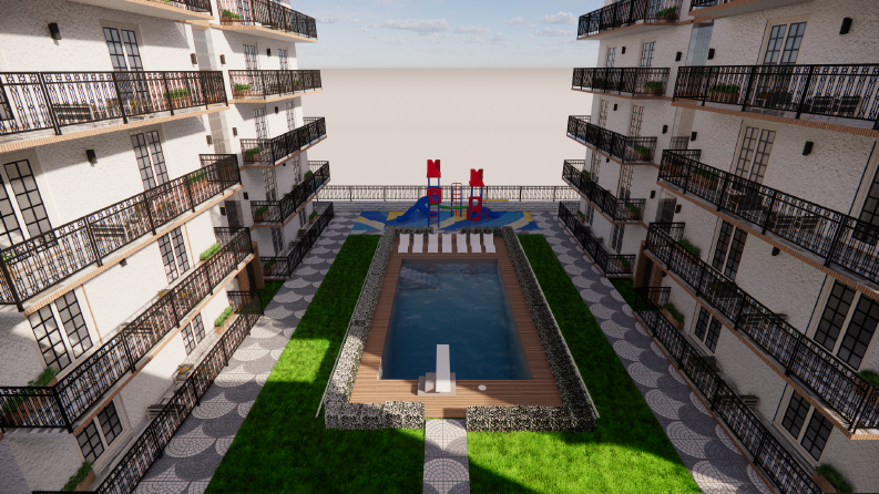 Sketchup 4 Bloklu Site Tasarımı