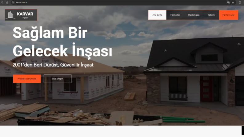 Karvar İnşaat – Kurumsal Web Sitesi Tasarımı