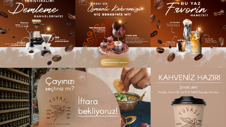 Kuş yuvası pera için sosyal medya yönetimi tasarımları