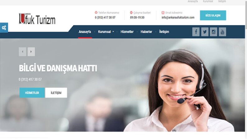 Ankara Ufuk Turizm için tasarlamış olduğumuz Web sitesi
