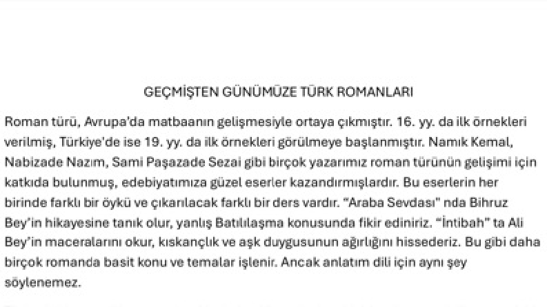 Geçmişten Günümüze Türk Romanları