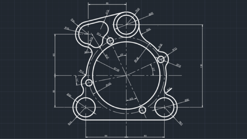 AutoCAD 2D Hassas Mekanik Parça Tasarımı ve Detaylı Ölçülend