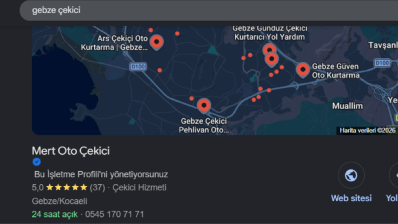 Mert Oto Kurtarma - 1. Sıra Local SEO Başarısı