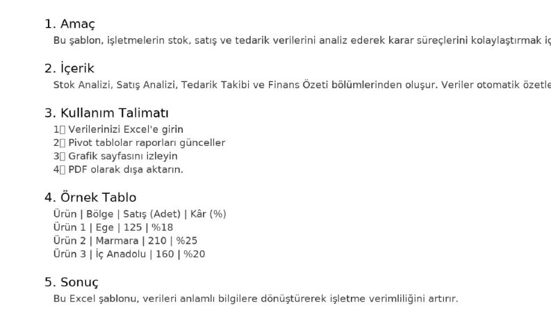 Excel Veri Analizi & Raporlama Şablonu