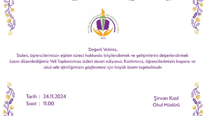 Okul Veli Toplantısı Basit Davetiye