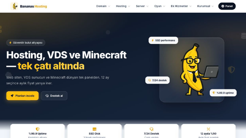Bananas Hosting | Mobil Uyumlu Web Arayüzü