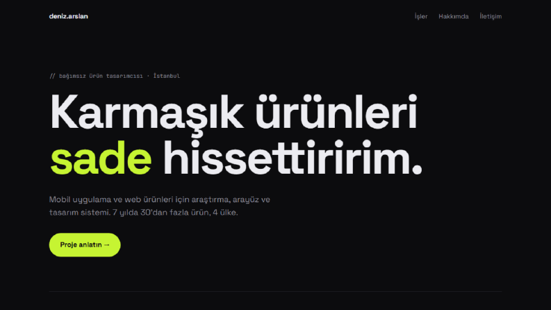 Deniz Arslan: Portfolyo Web Sitesi (Örnek Çalışma)